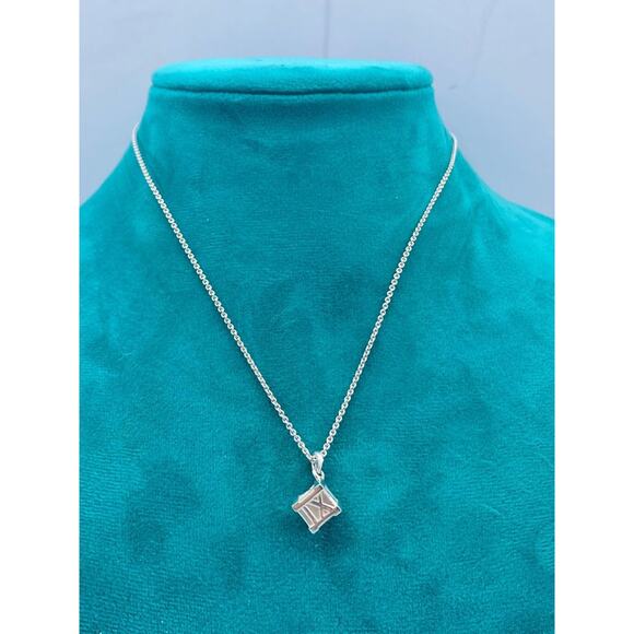 Authentic Tiffany & Co Sterling Sliver Atlas Cube Pendant Necklace - Picture 3 of 6